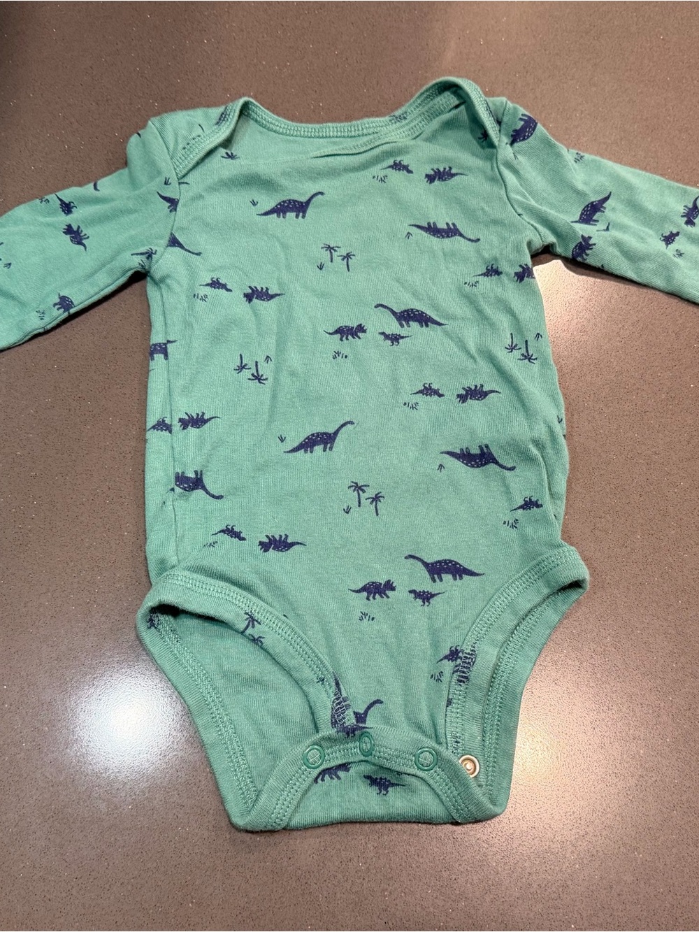 Carter's Green Long-Sleeve Dinosaur Bodysuit